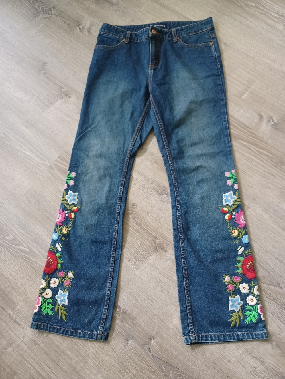 Boston Proper Embroidered Floral Bootcut Jeans